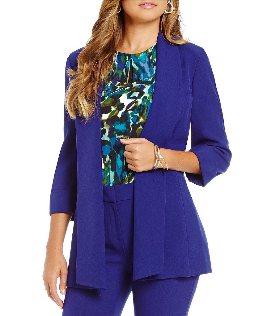 Kasper Stretch Crepe Wide Lapel Topper Jacket