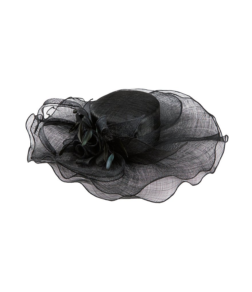 Kate Landry Asymmetrical Ruffled Sinamay Dress Hat