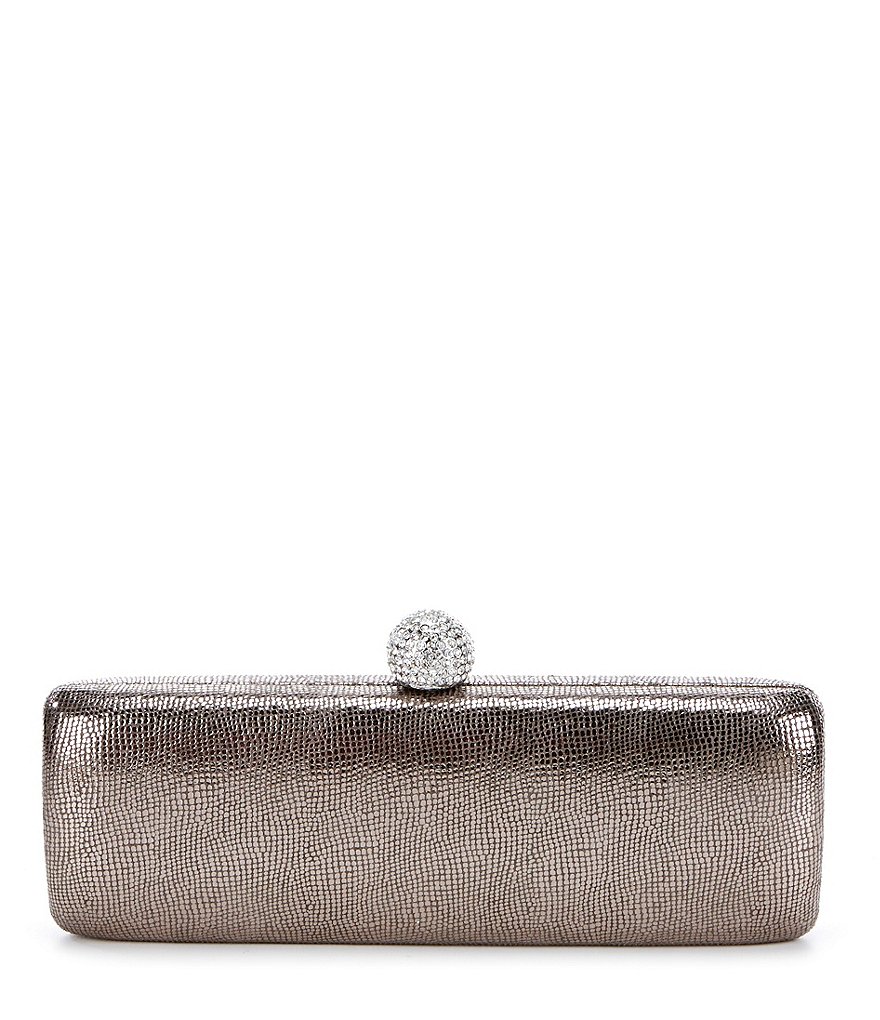 Kate Landry Metallic Reptile-Embossed Clutch