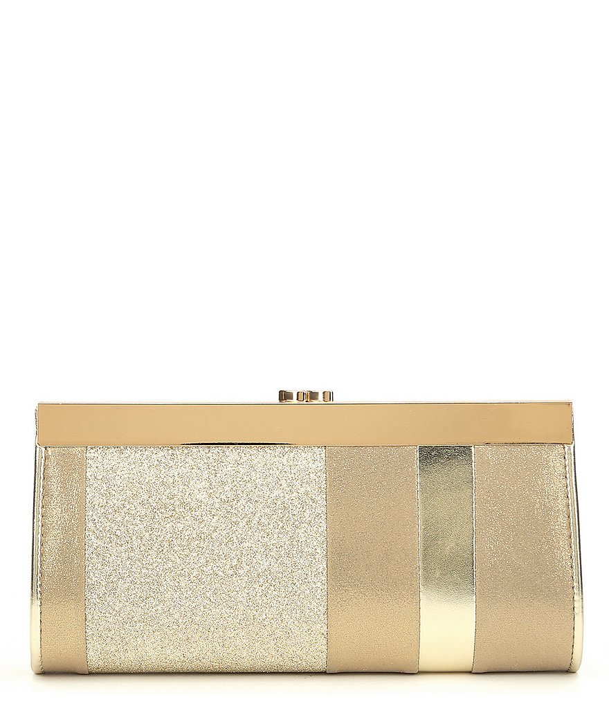 Kate Landry Mixed-Material Frame Clutch