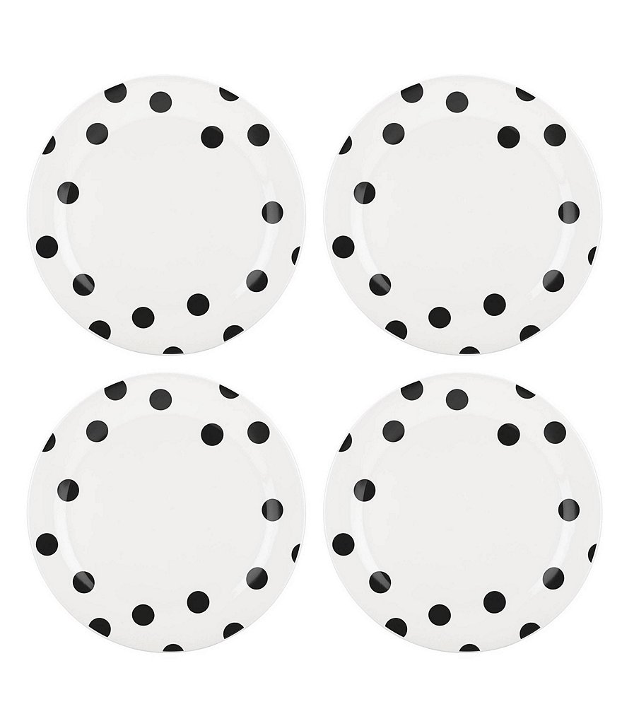 kate spade new york All in Good Taste Black Deco Dot Dinner Plates, Set of 4