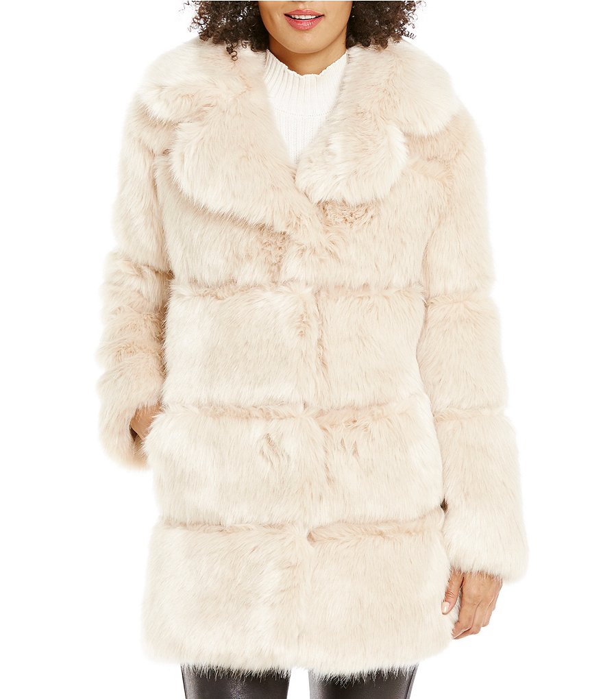 kate spade new york Faux-Fur Notch Collar Back-Bow Coat