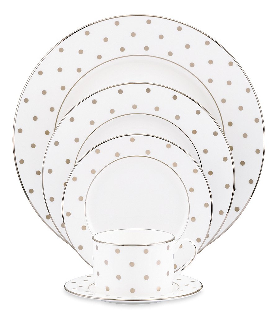 kate spade new york Larabee Road Dotted Platinum Bone China 5-Piece Place Setting