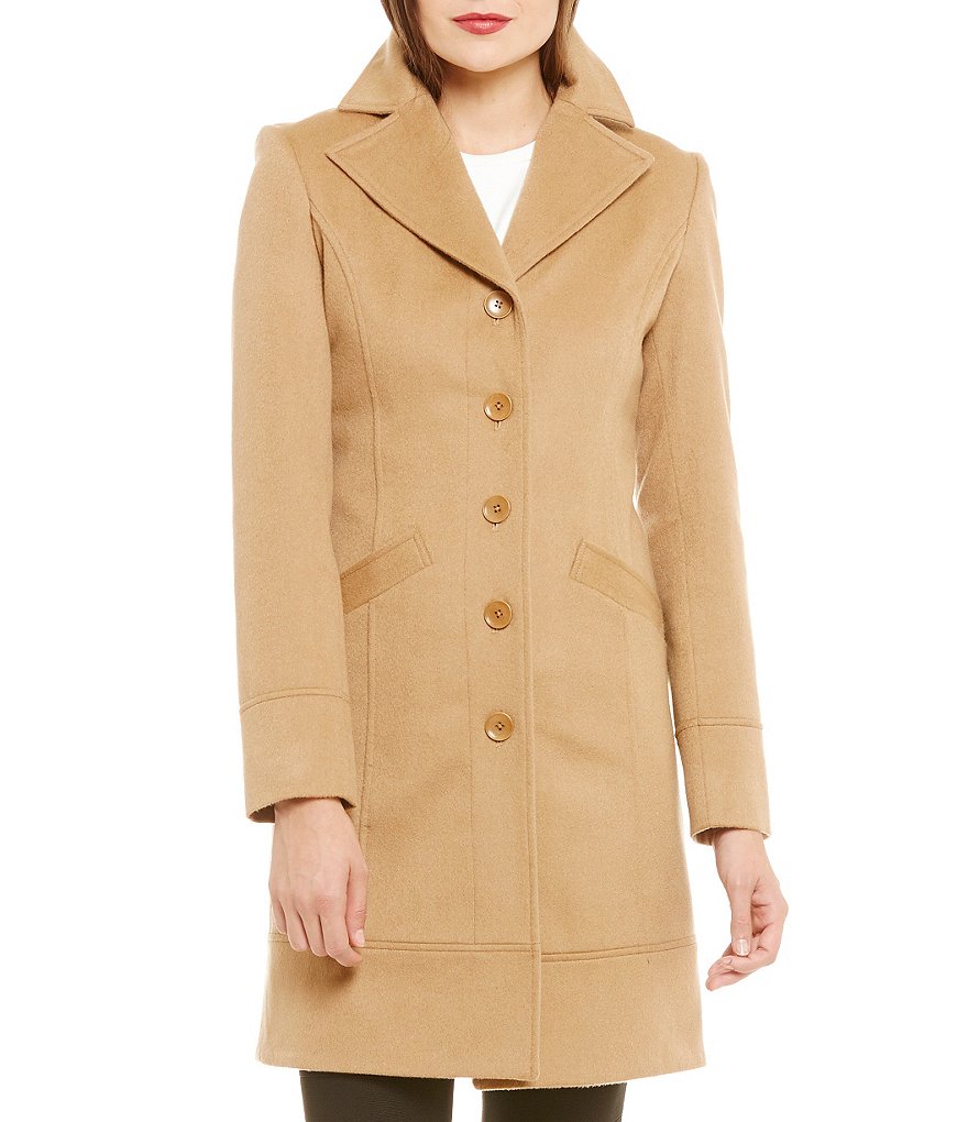 Katherine Kelly Single Breasted Notch Collar Cashmere Coat