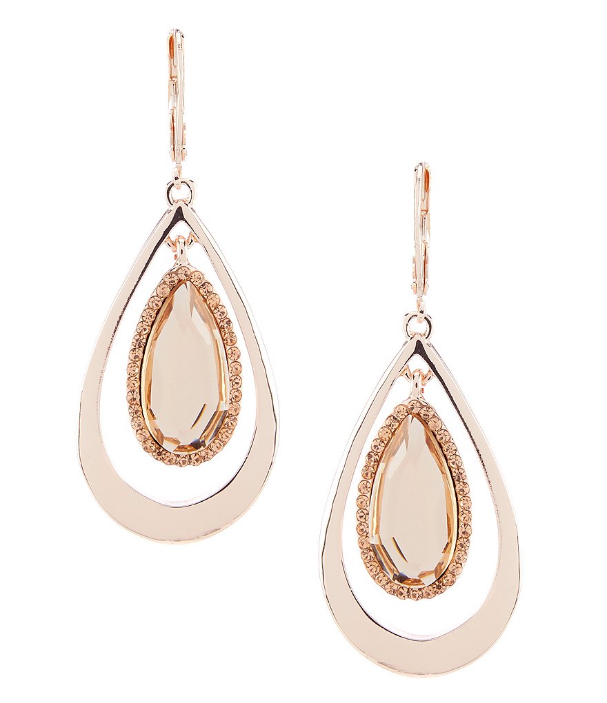 Kenneth Cole New York Crystal Stone Teardrop Orbital Statement Earrings