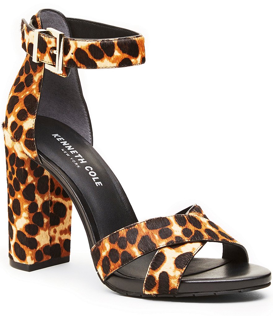 Kenneth Cole New York Diana Leopard Print Block Heel Dress Sandals