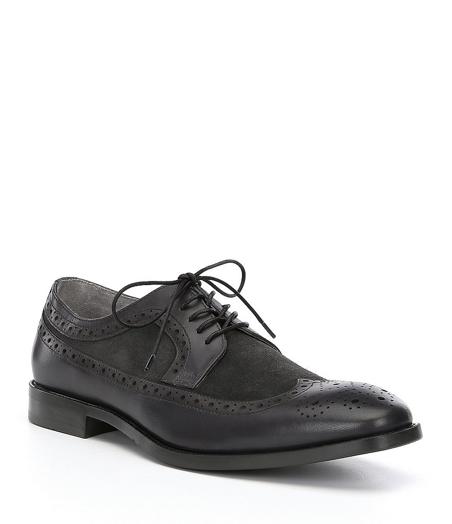 Kenneth Cole New York Men's Ticket Leather and Suede Wingtip Detail Oxfords