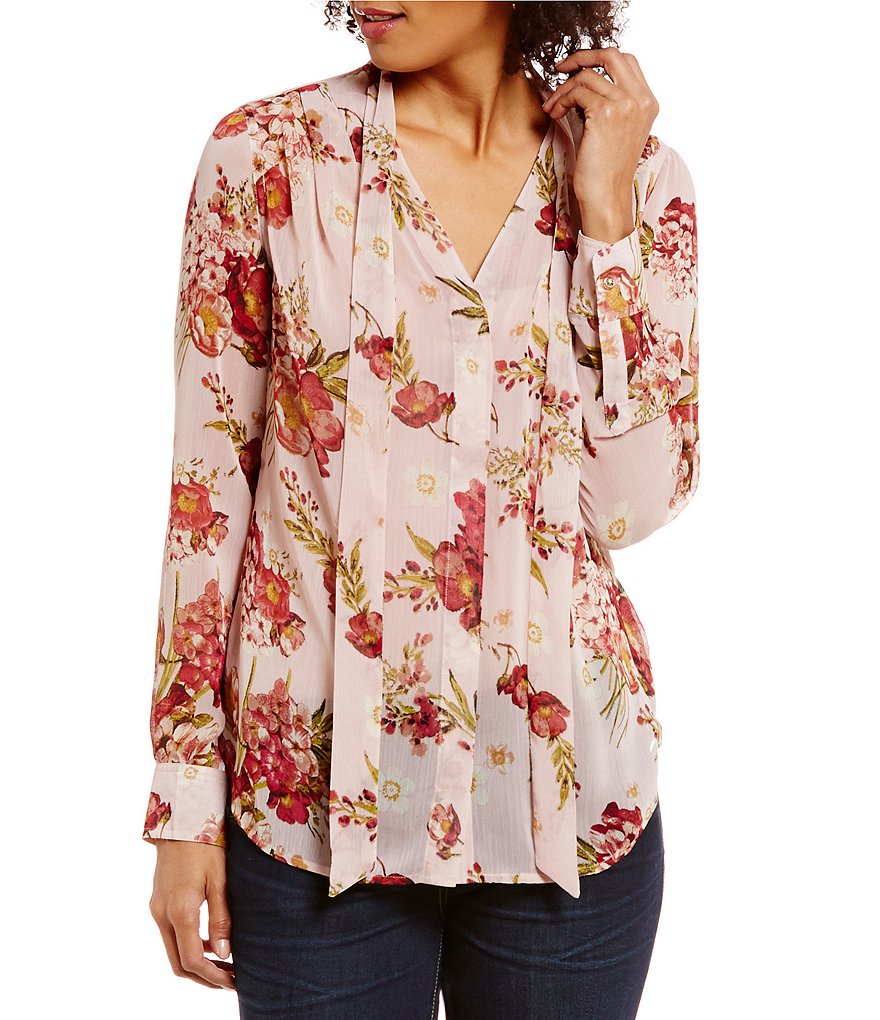 KUT from the Kloth Amelia Tie-Neck Floral Print Blouse