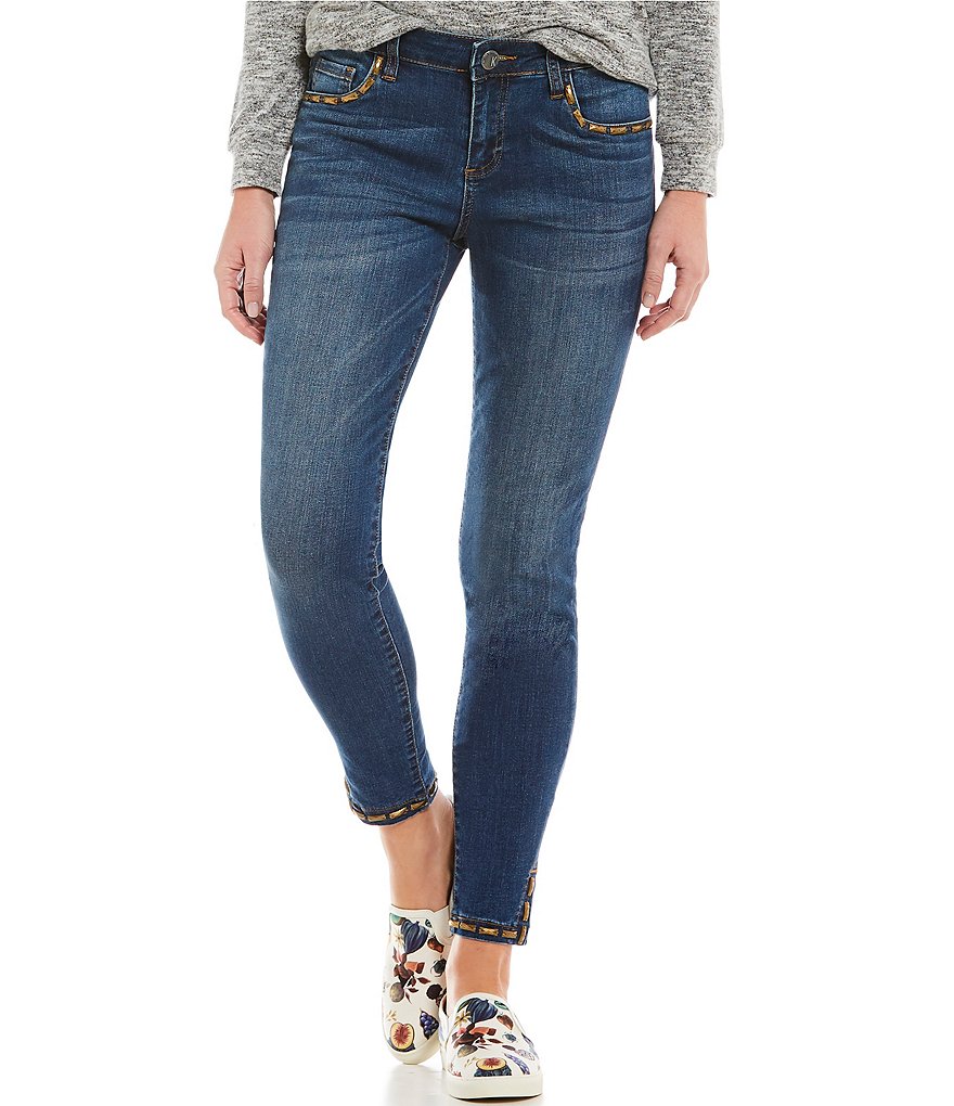 KUT from the Kloth Donna Ankle Skinny Metal Stud Stone Embellished Detail Jeans