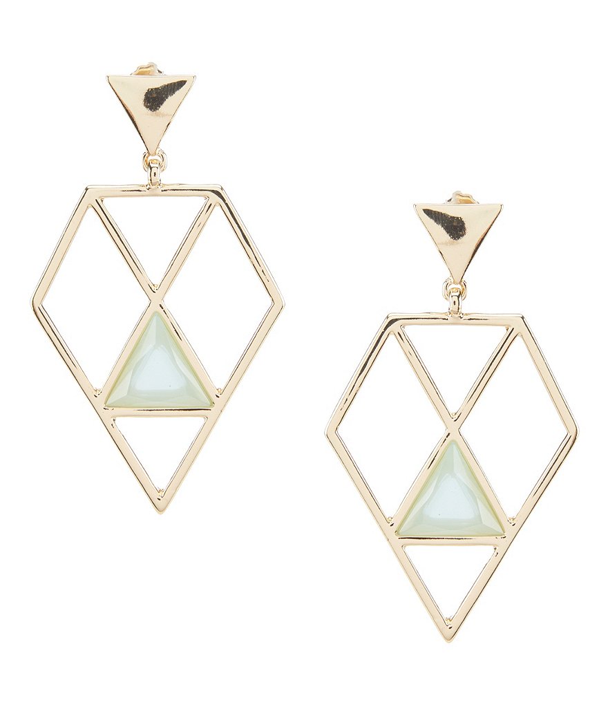 Landry Open Geometric Stone Drop Statement Earrings