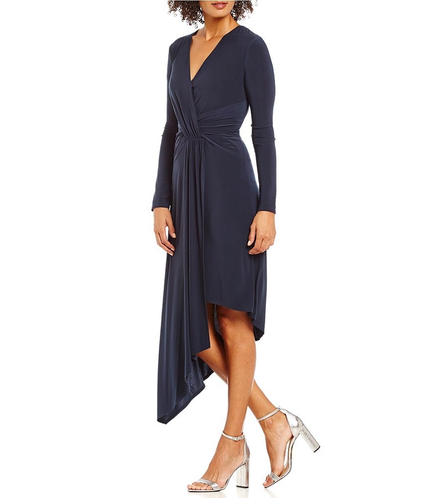 Laundry by Shelli Segal Asymmetrical Draped Wrap Dress