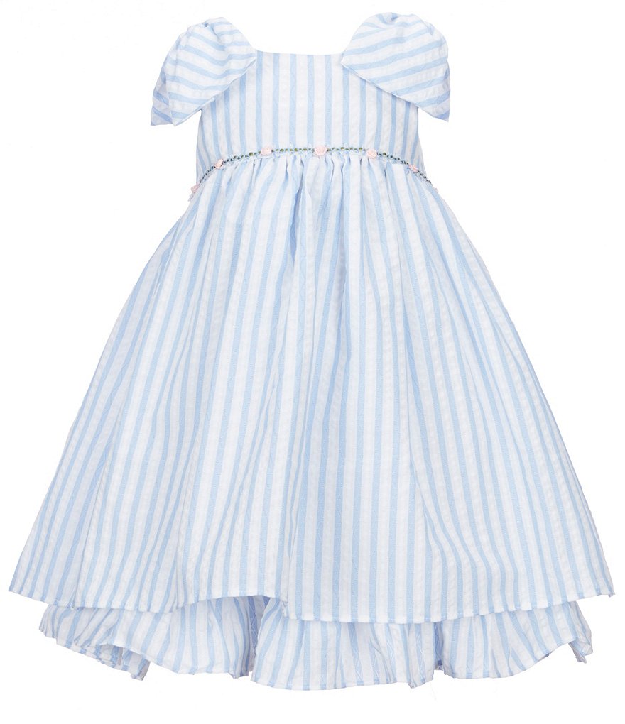Laura Ashley London Little Girls 2T-6X Striped Bow-Sleeve Dress