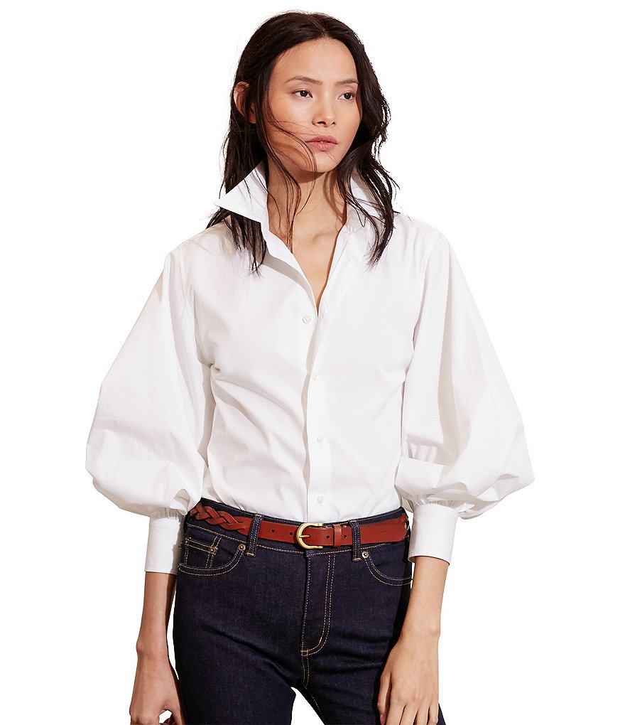 Lauren Ralph Lauren Bishop-Sleeve Cotton Shirt