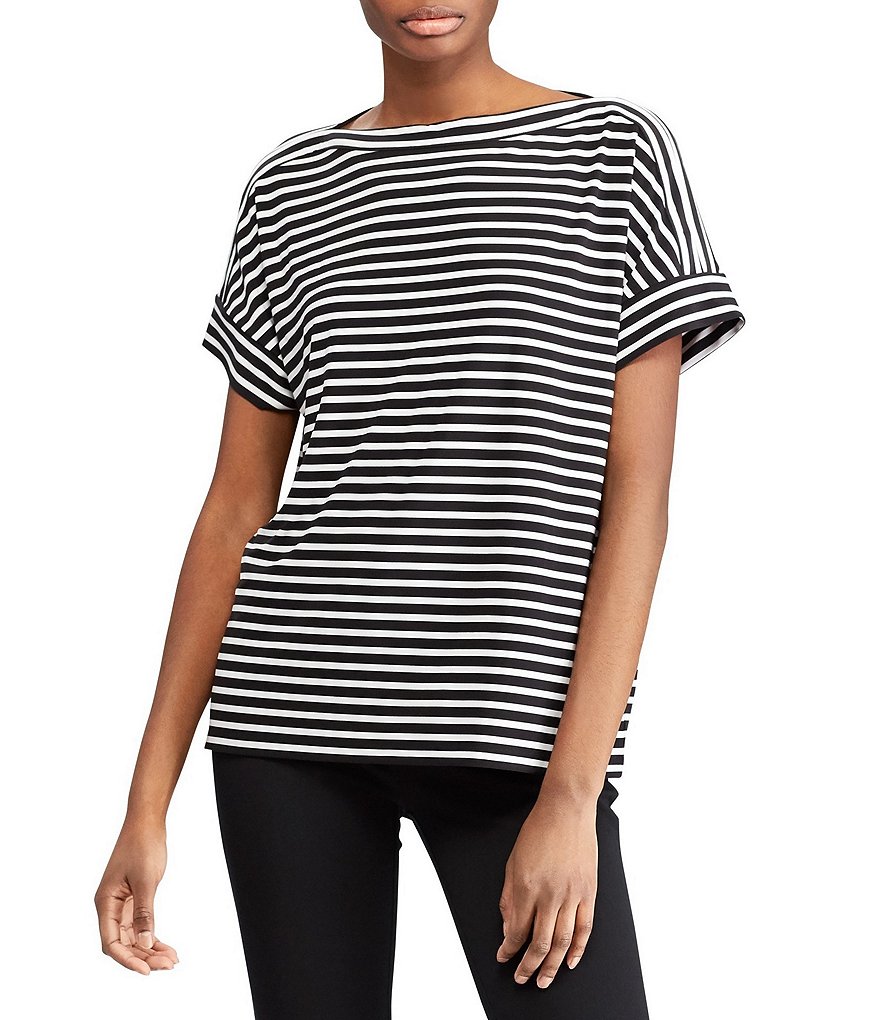 Lauren Ralph Lauren Dolman Sleeve Striped Jersey T-Shirt