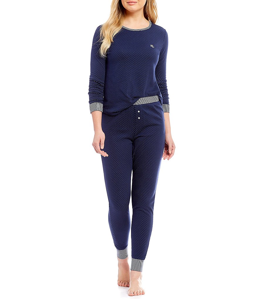 Lauren Ralph Lauren Dot-Print Knit Pajamas