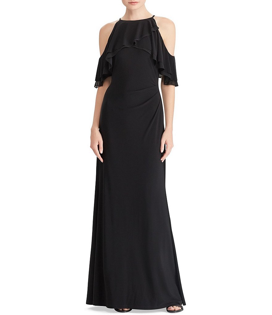 Lauren Ralph Lauren Georgette-Overlay Jersey Gown