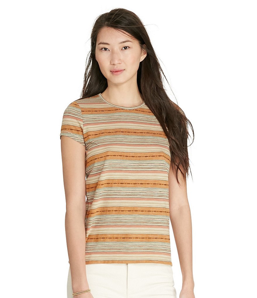 Lauren Ralph Lauren Jacquard-Knit Striped Cotton Tee