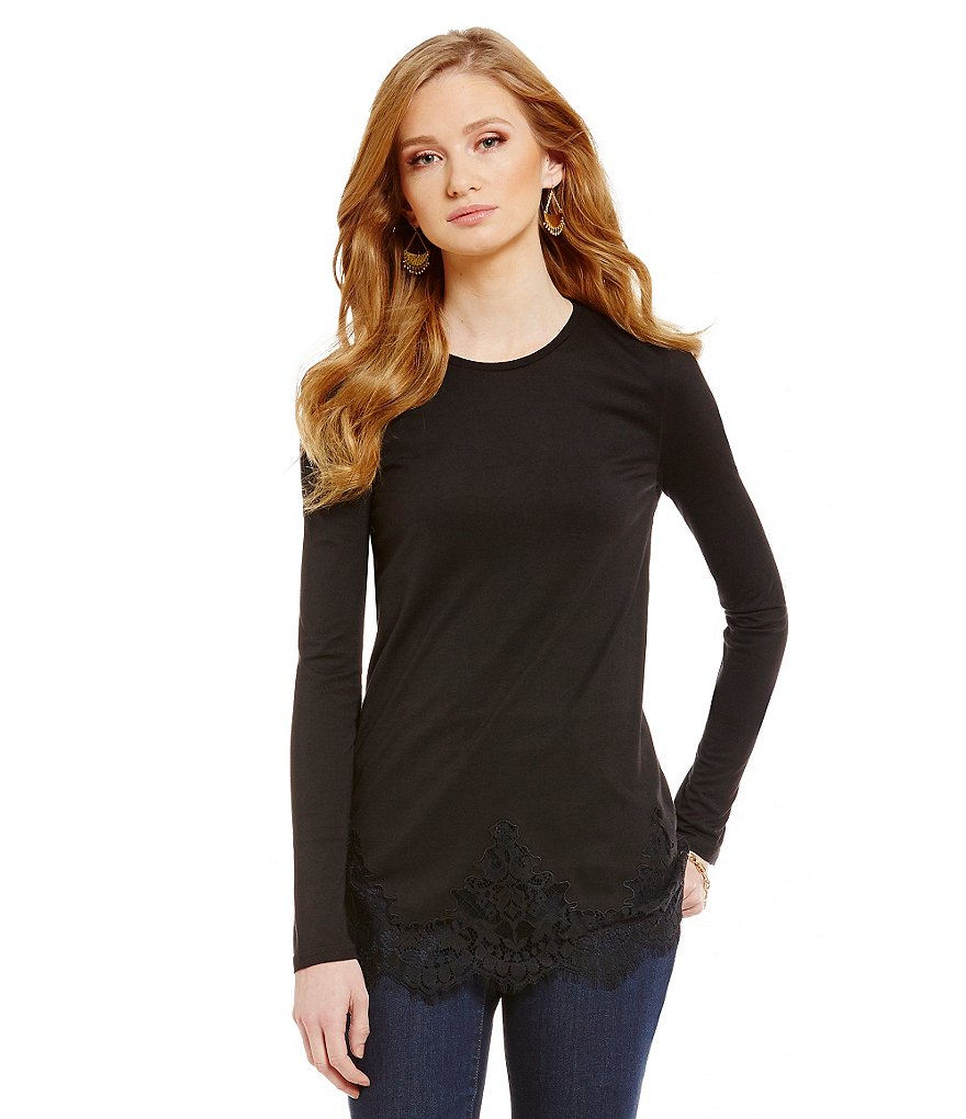 Lauren Ralph Lauren Lace-Hem Jersey Tee