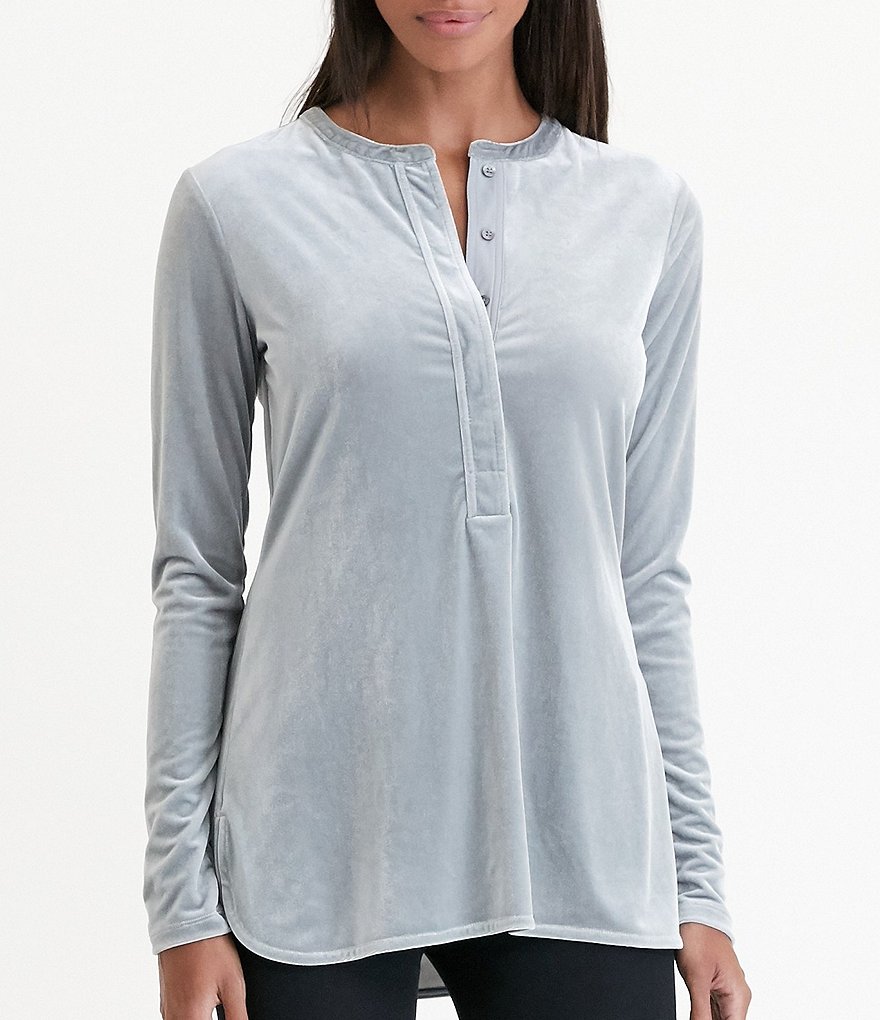 Lauren Ralph Lauren Long Sleeve Velvet Henley Tunic