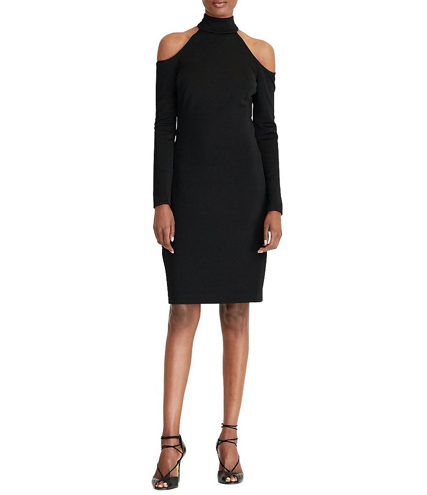 Lauren Ralph Lauren Mock Neck Cold-Shoulder Jersey Dress