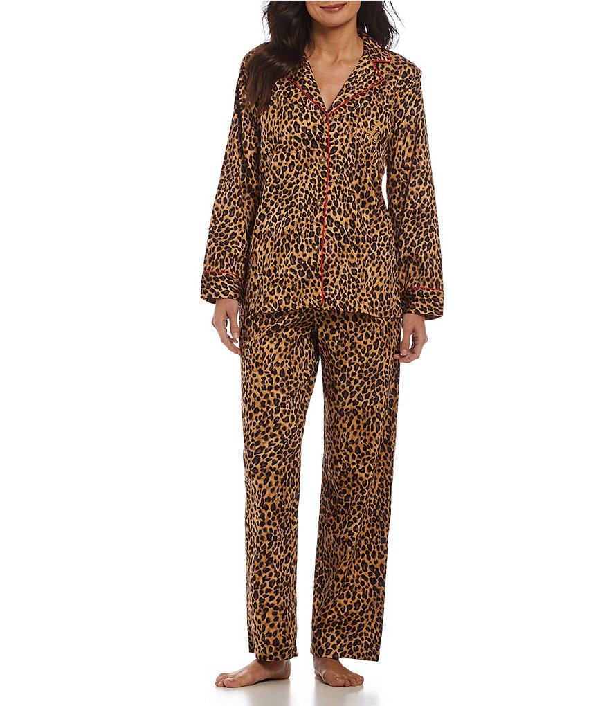 Lauren Ralph Lauren Petite Leopard-Print Classic Sateen Pajamas