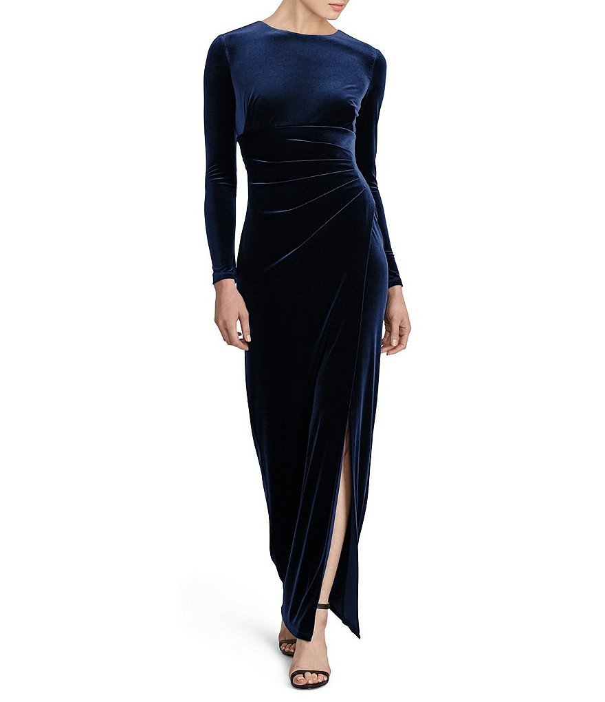 Lauren Ralph Lauren Pleated Velvet Gown