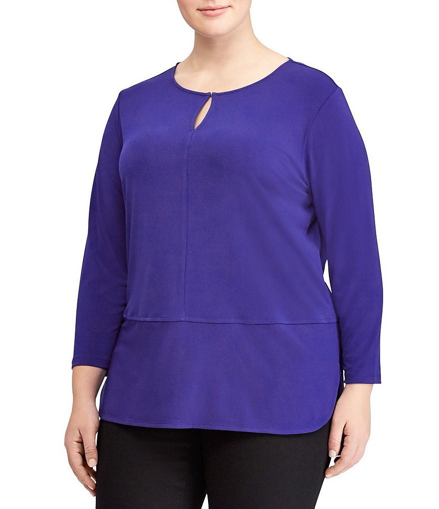 Lauren Ralph Lauren Plus Keyhole Jersey Top
