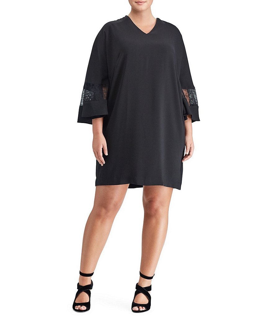 Lauren Ralph Lauren Plus Lace-Trim Crepe Dress