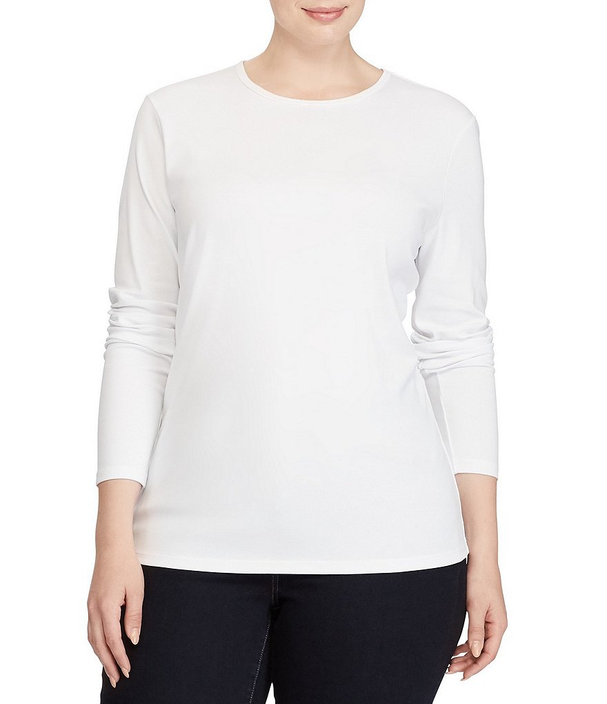 Lauren Ralph Lauren Plus Long-Sleeve Stretch Cotton T-Shirt