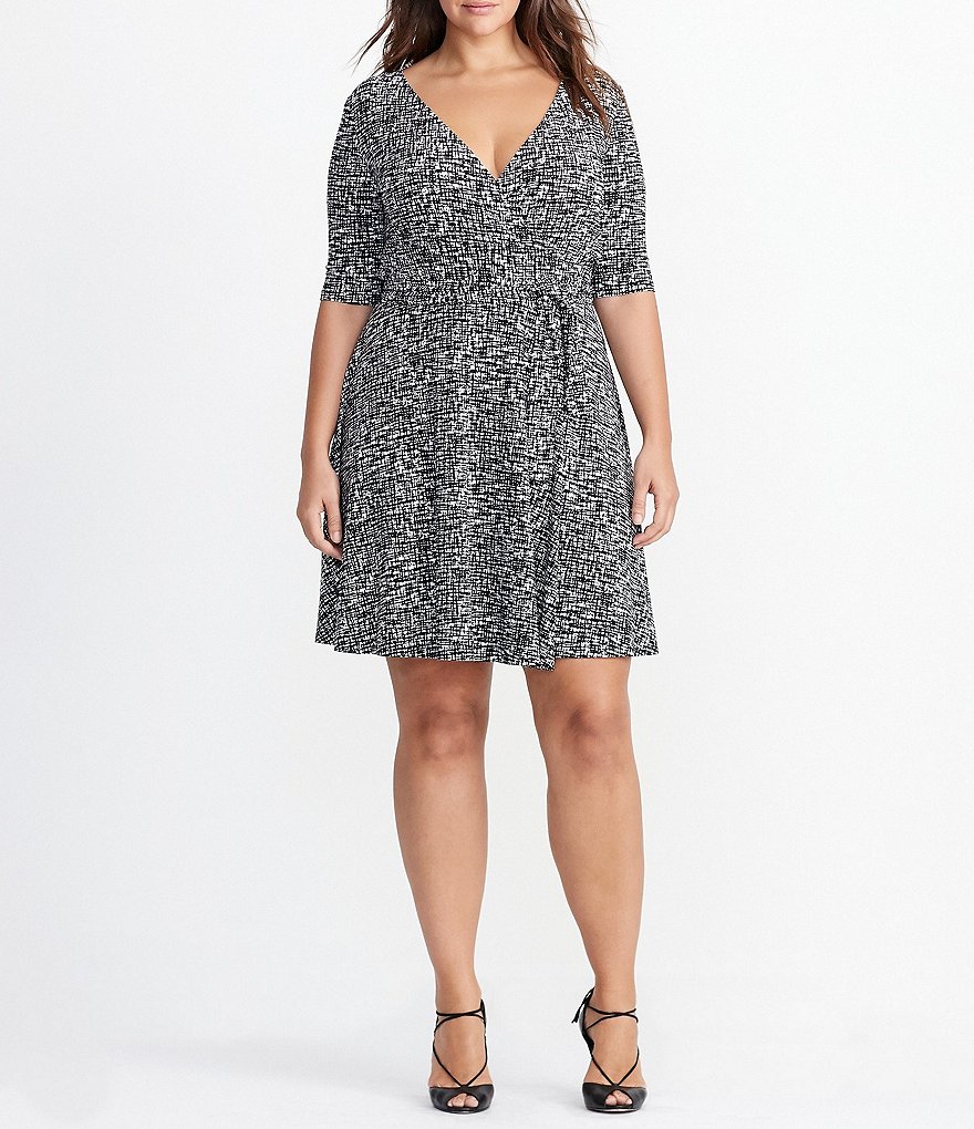 Lauren Ralph Lauren Plus Printed Jersey Fit-And-Flare Wrap Dress