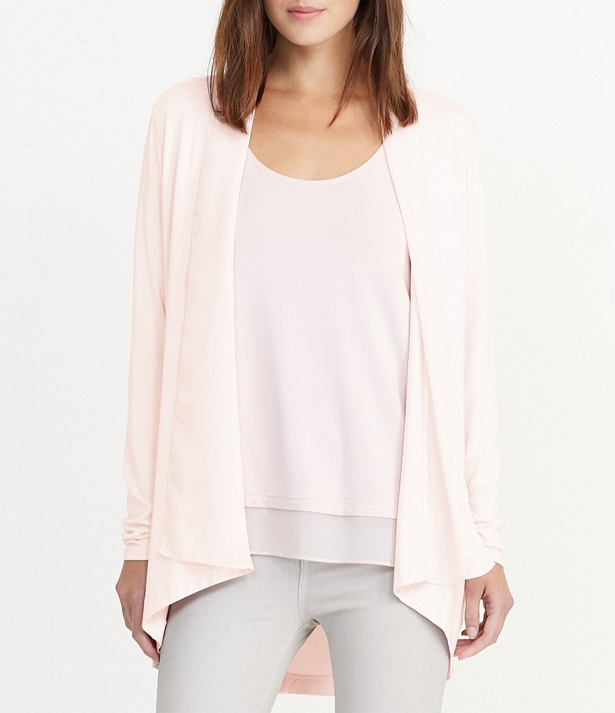 Lauren Ralph Lauren Shawl Collar Open-Front Jersey Cardigan