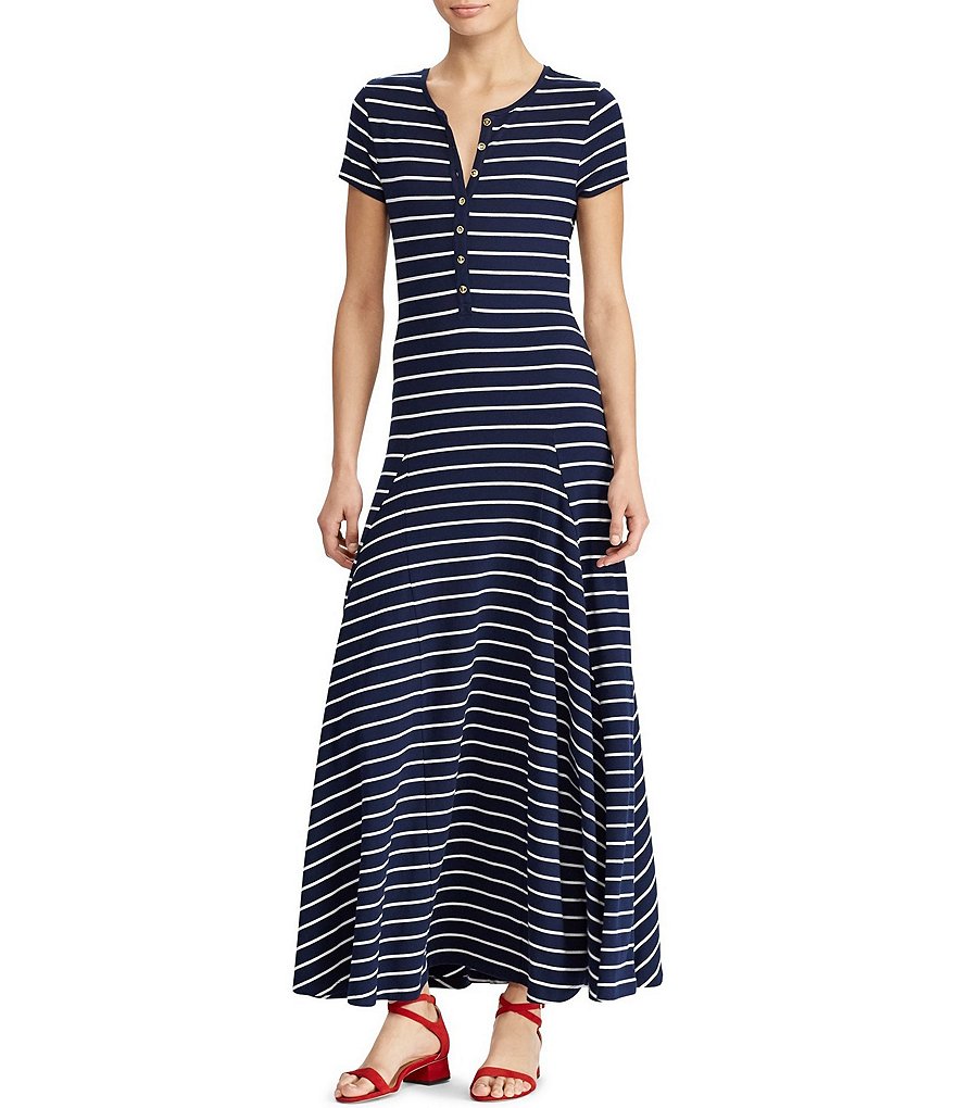 Lauren Ralph Lauren Striped Cotton Blend Maxidress