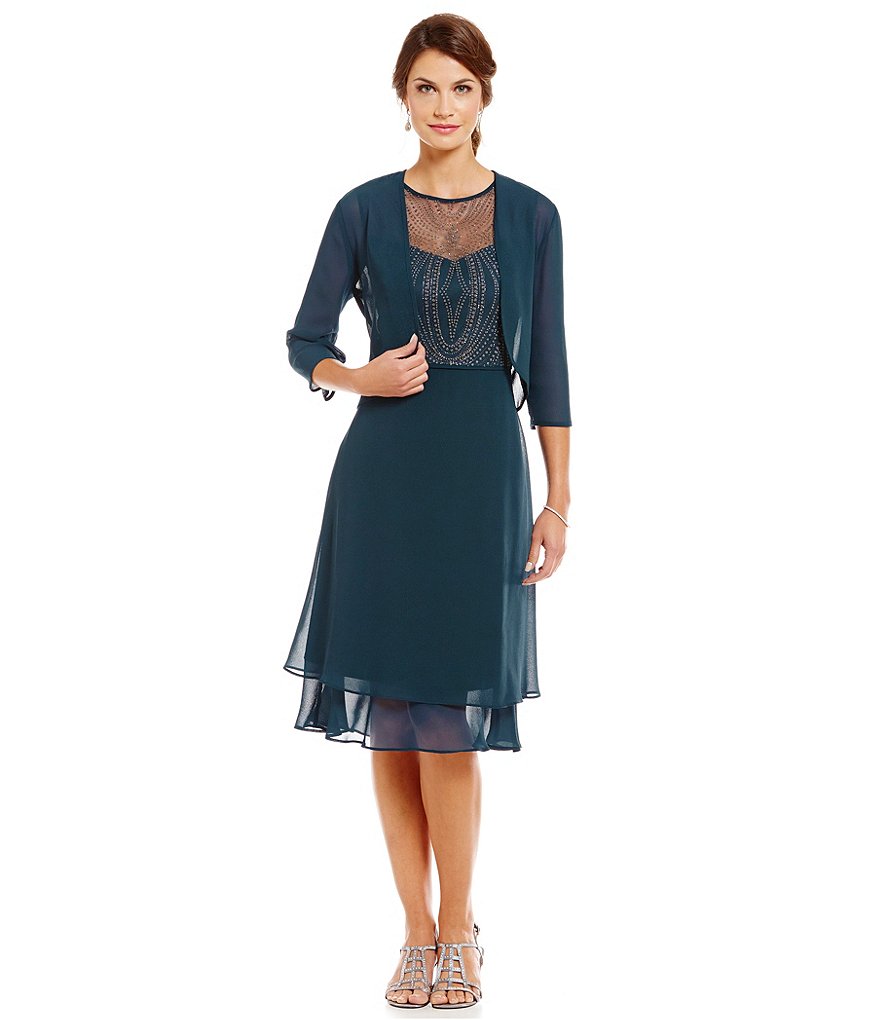 Le Bos Embellished-Bodice 2-Piece Jacket Dress