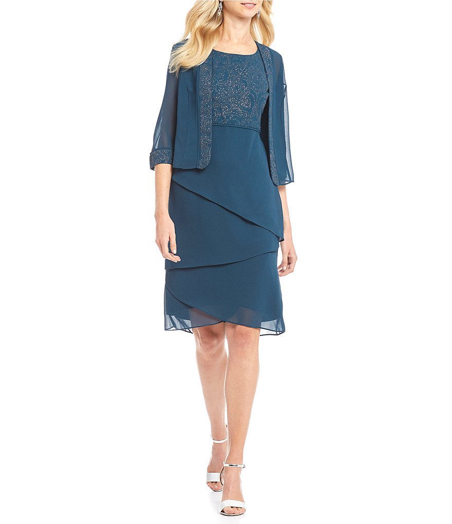 Le Bos Glitter Embellished Tiered Jacket Dress