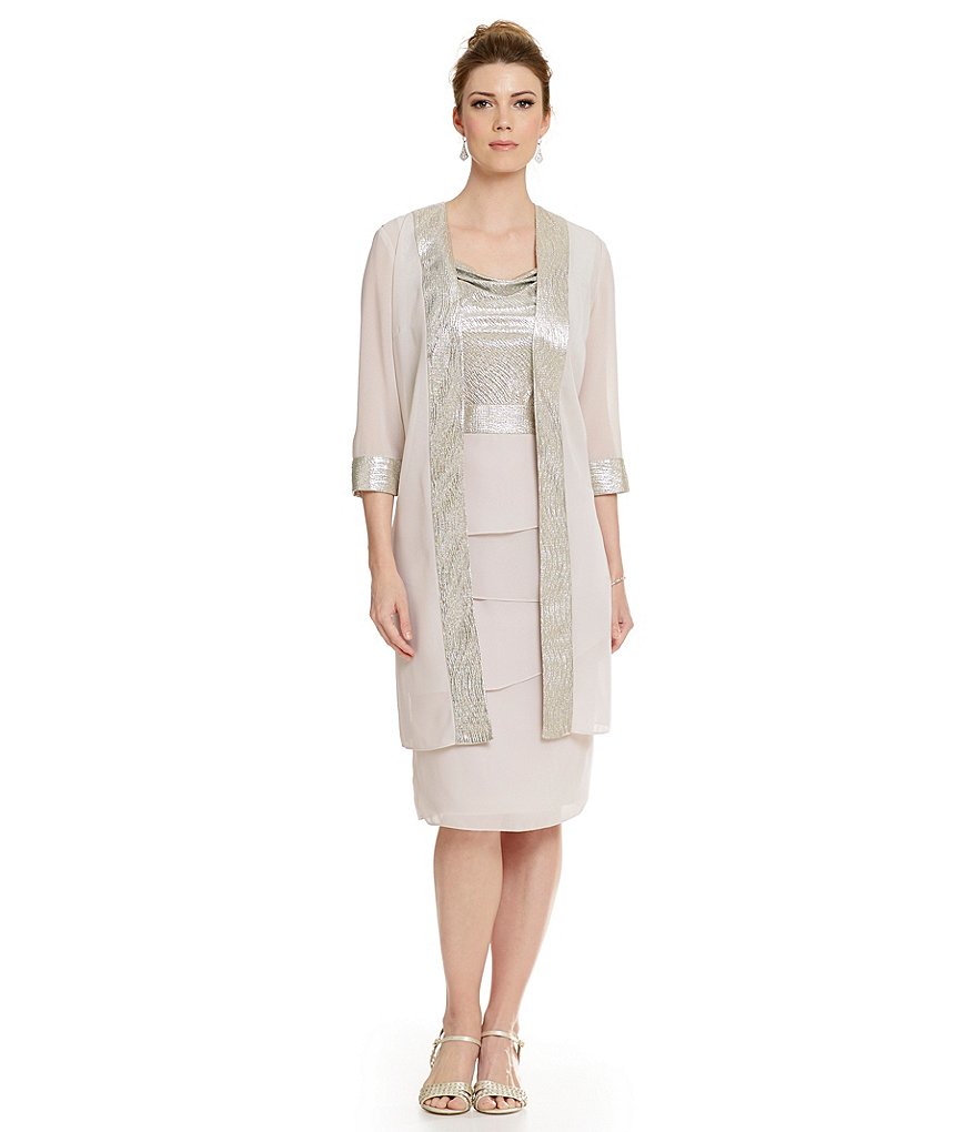 Le Bos Metallic Solange Tiered Jacket Dress
