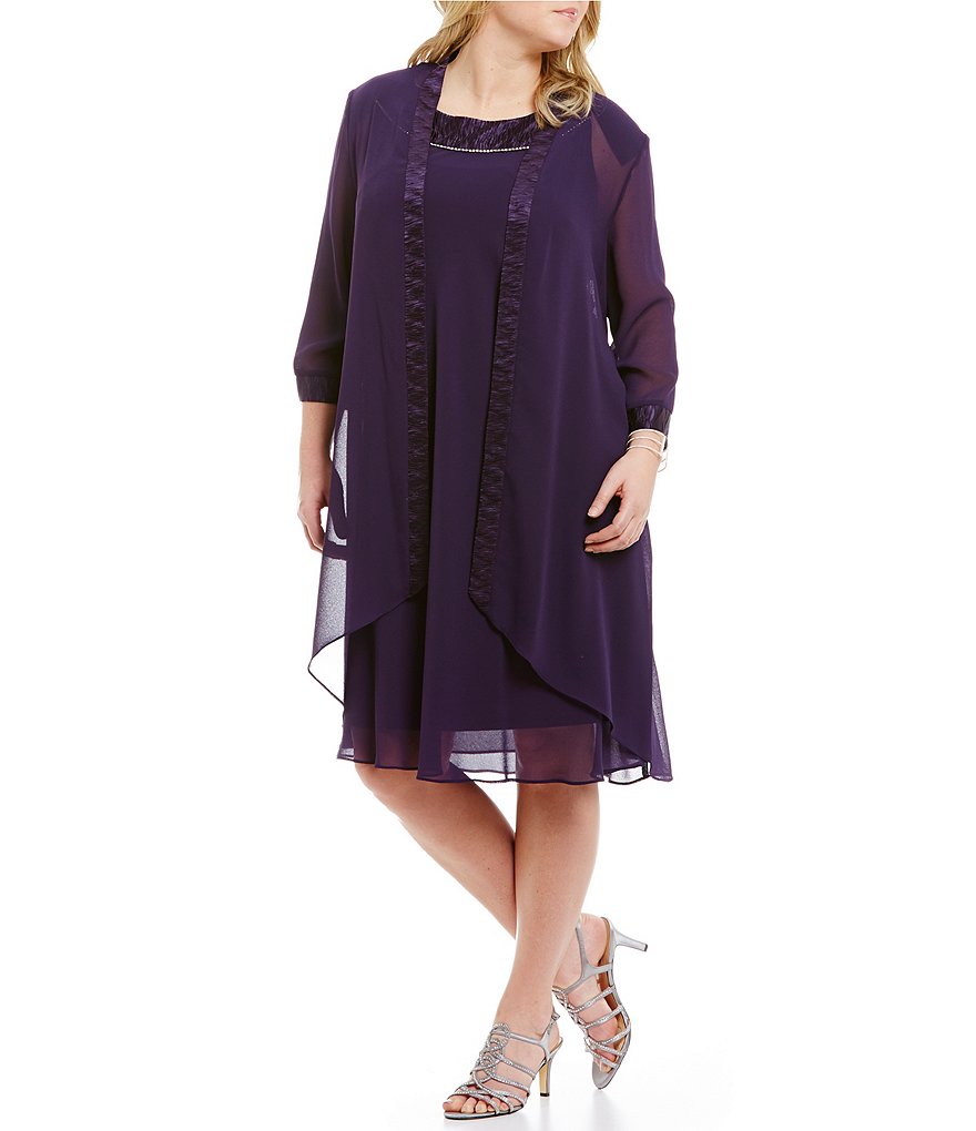 Le Bos Plus Draped Chiffon Jacket Dress