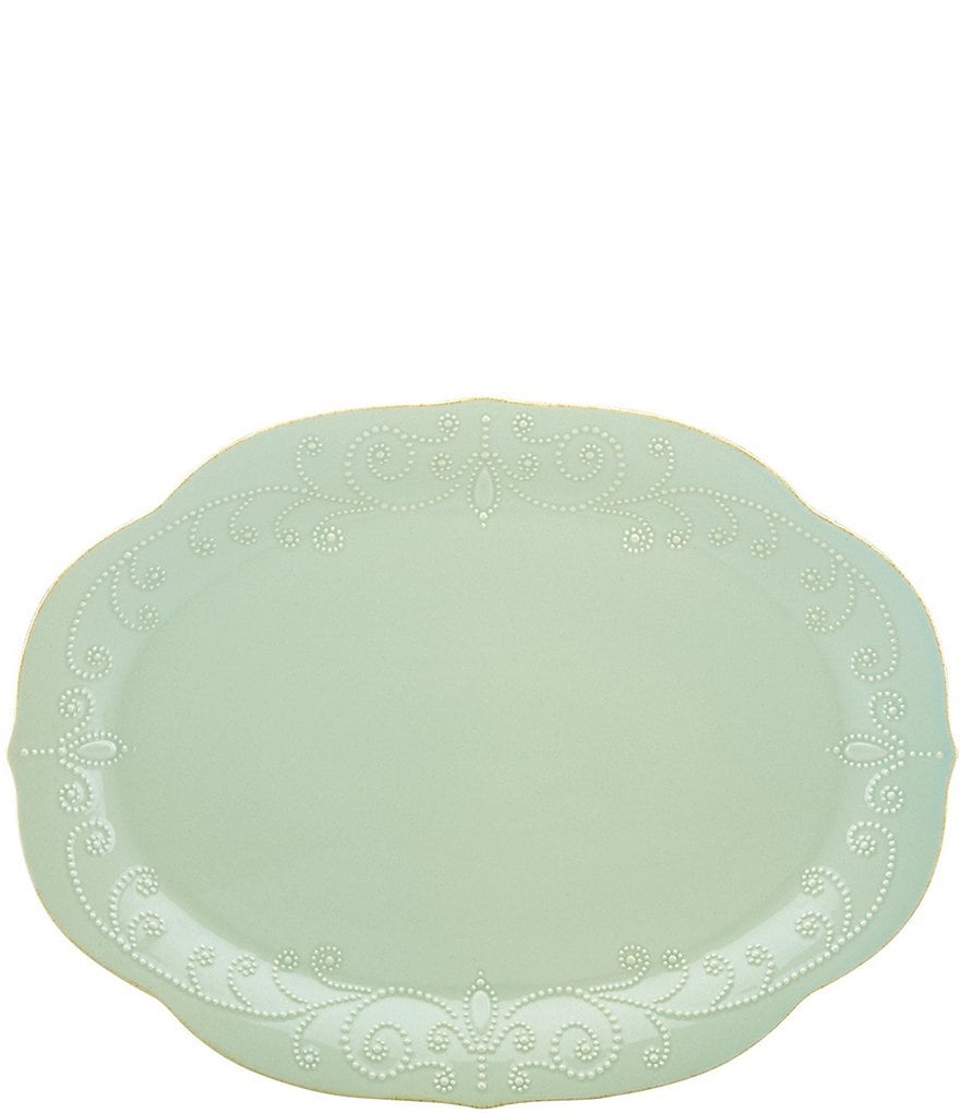 Lenox French Perle Scalloped Stoneware Oval Platter