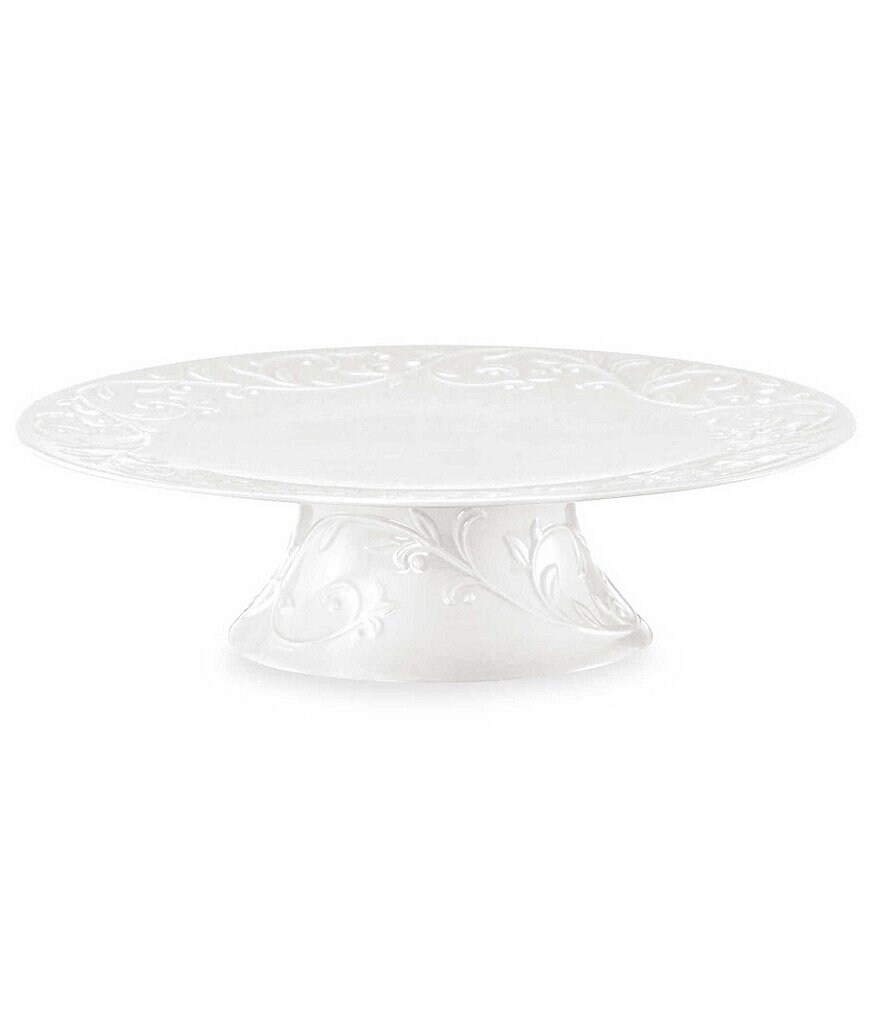 Lenox Opal Innocence Carved Scroll Porcelain Cake Plate