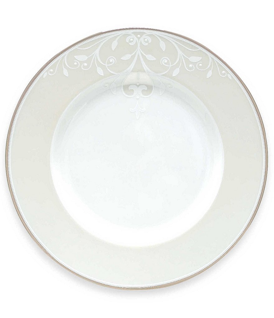 Lenox Opal Innocence Scroll Platinum Bone China Accent Salad Plate