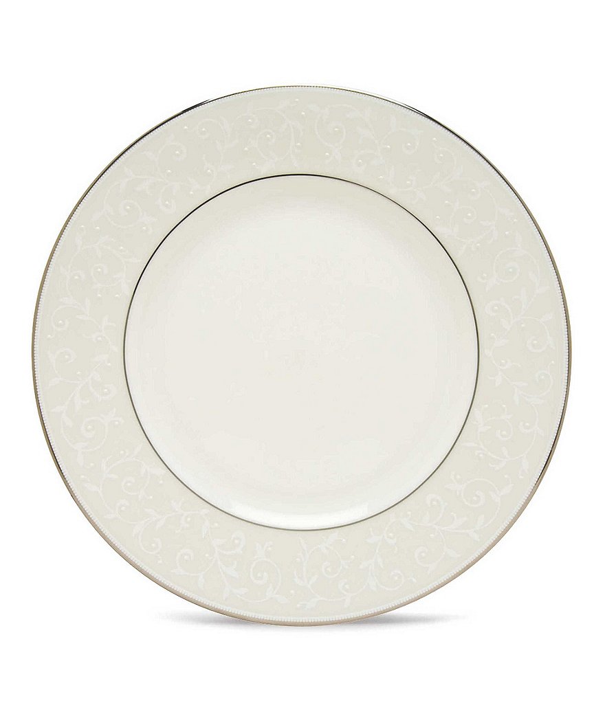 Lenox Opal Innocence Vine & Pearl Platinum Opalescent Bone China Dinner Plate