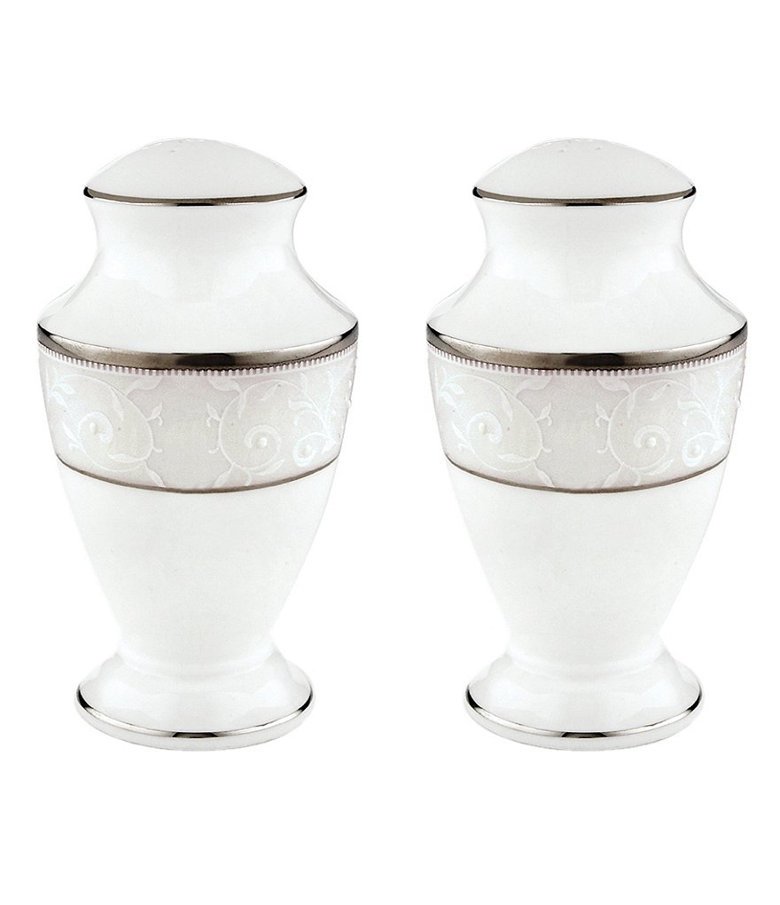 Lenox Opal Innocence Vine & Pearl Platinum Opalescent Bone China Salt & Pepper Shaker Set