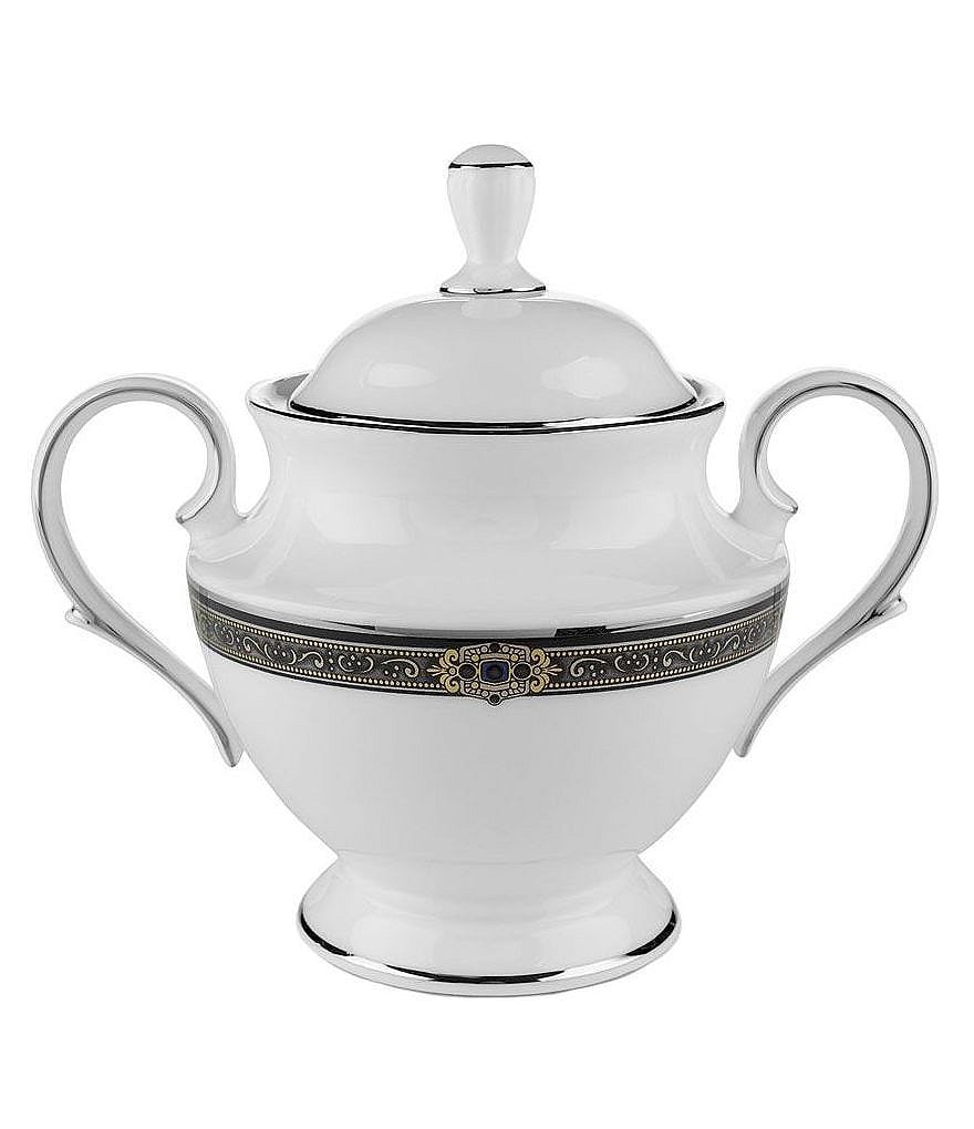 Lenox Vintage Jewel Bone China Sugar Bowl with Lid