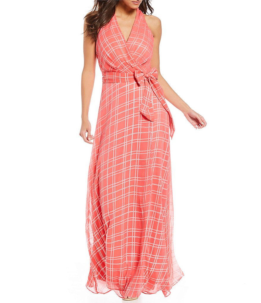 Leslie Fay Sleeveless Surplice Maxi Dress