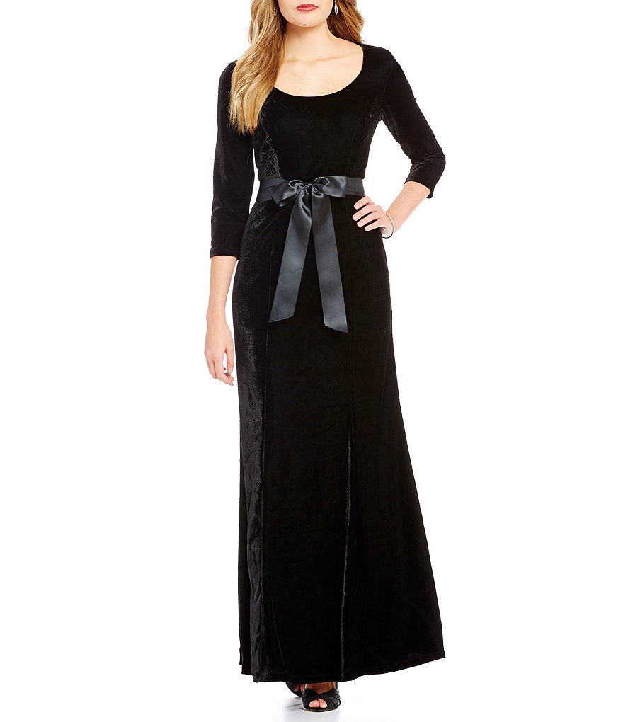 Leslie Fay Velvet Tie-Front Gown