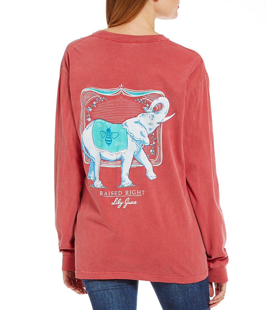 Lily Grace Long-Sleeve Elephant Graphic Tee