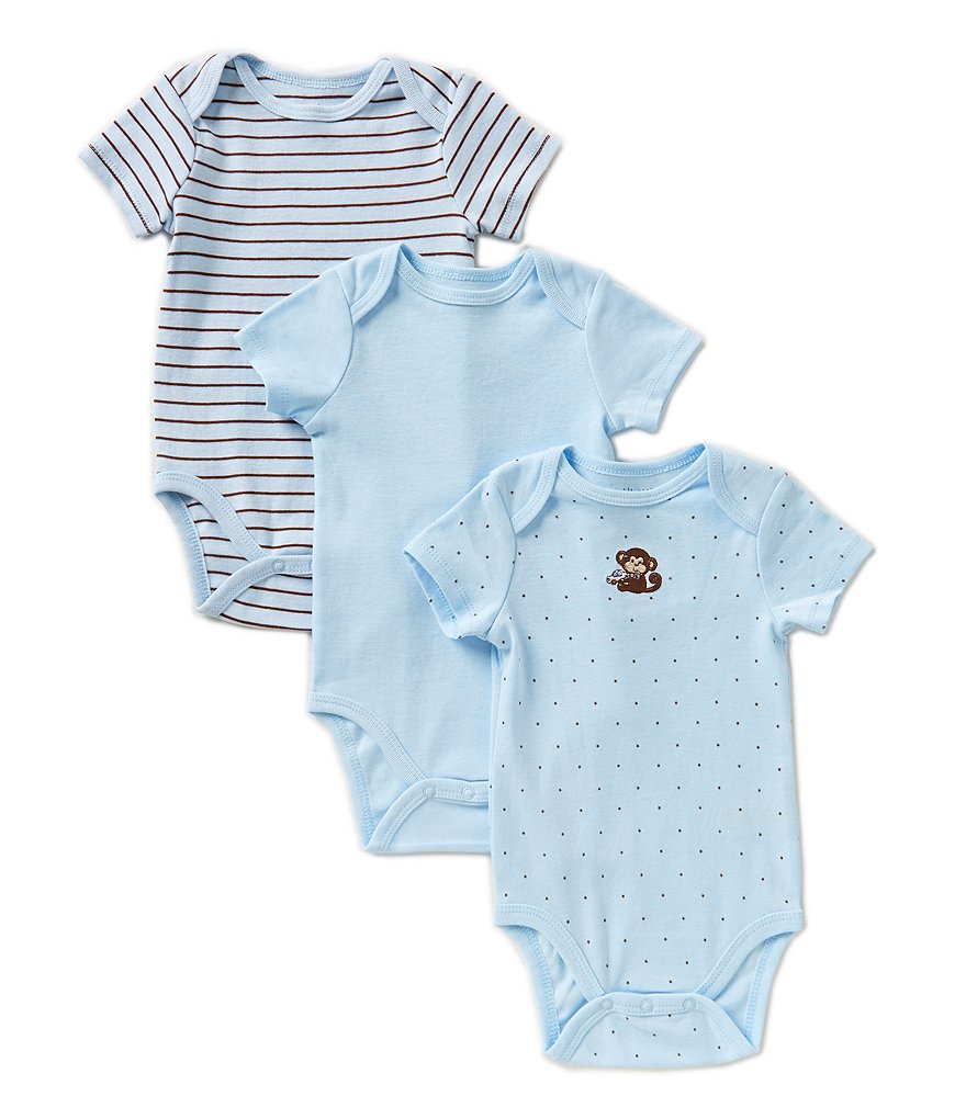 Little Me Baby Boys Newborn-9 Months Monkey Star 3-Pack Bodysuits