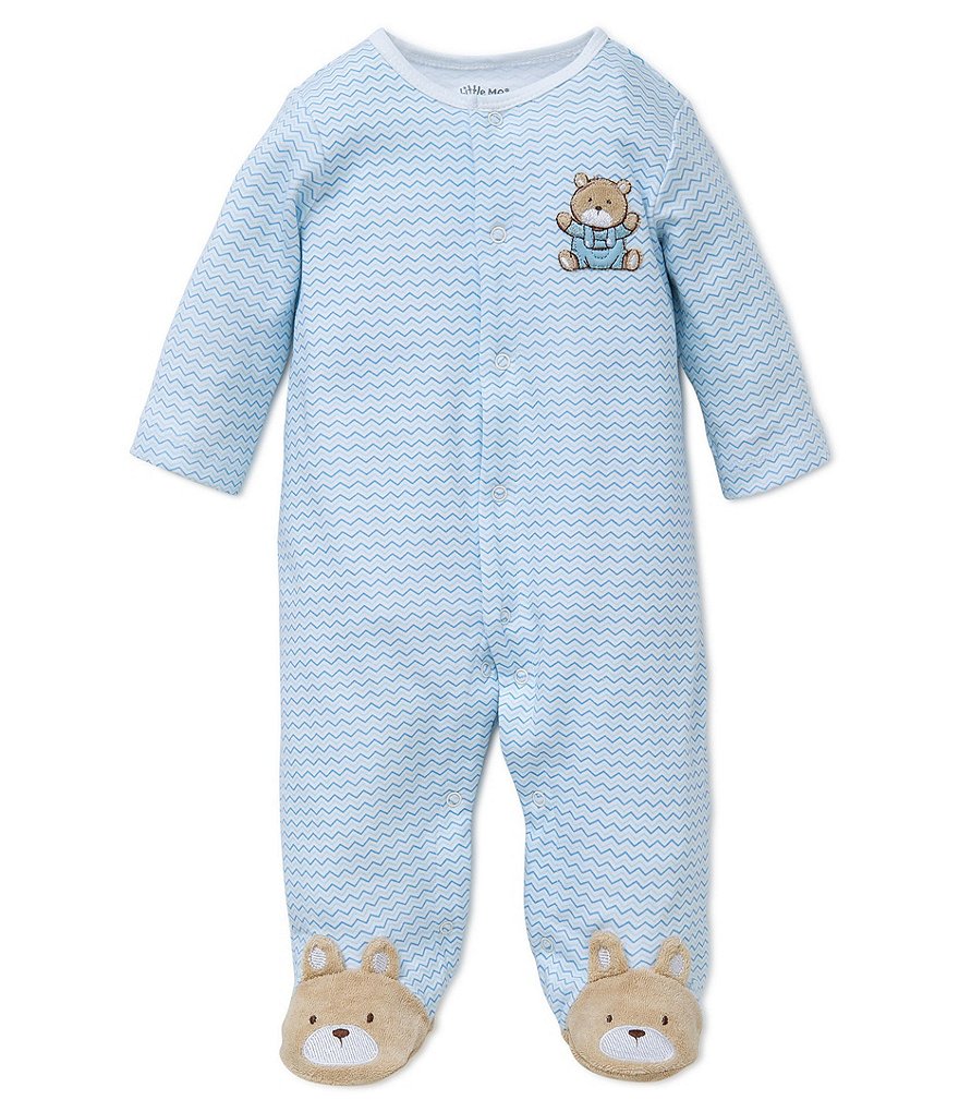 Little Me Baby Boys Preemie-9 Months Chevron Bear Footed Coverall