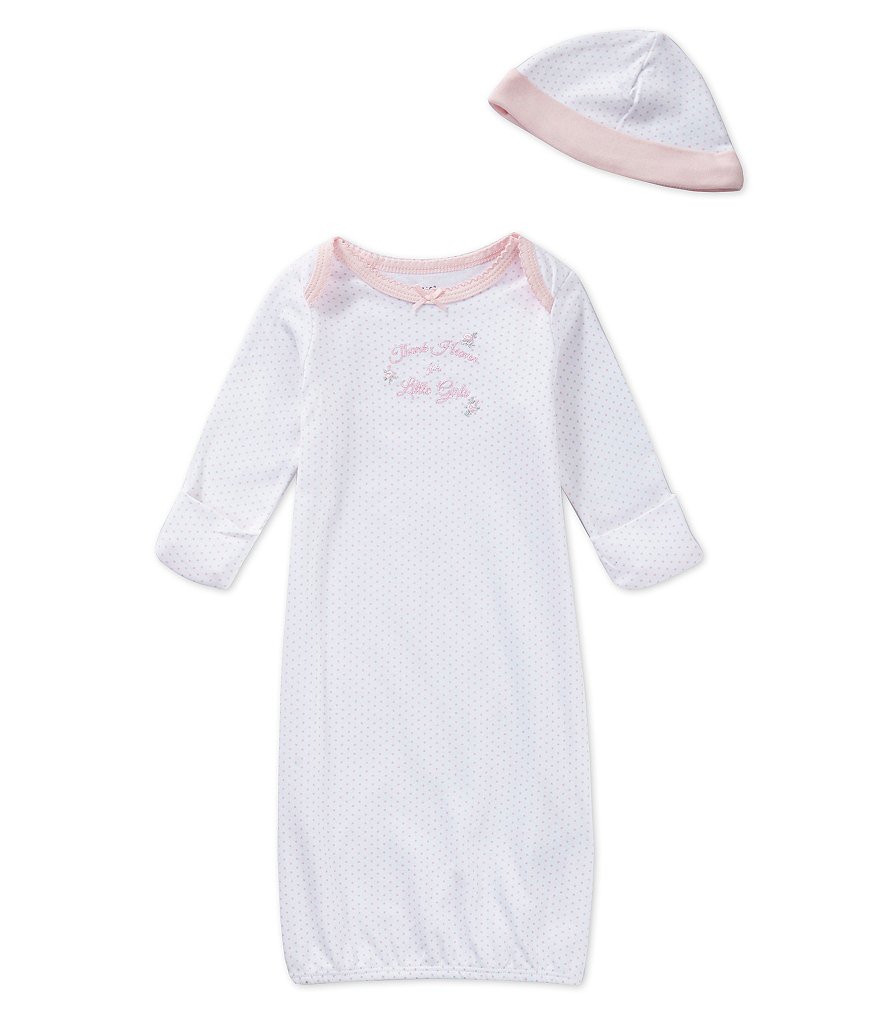Little Me Baby Girls Newborn-3 Months Thank Heaven for Little Girls Gown & Hat Set
