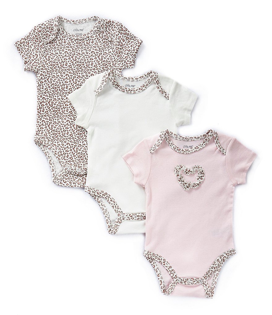 Little Me Baby Girls Newborn-9 Months Baby Leopard Bodysuits 3-Pack