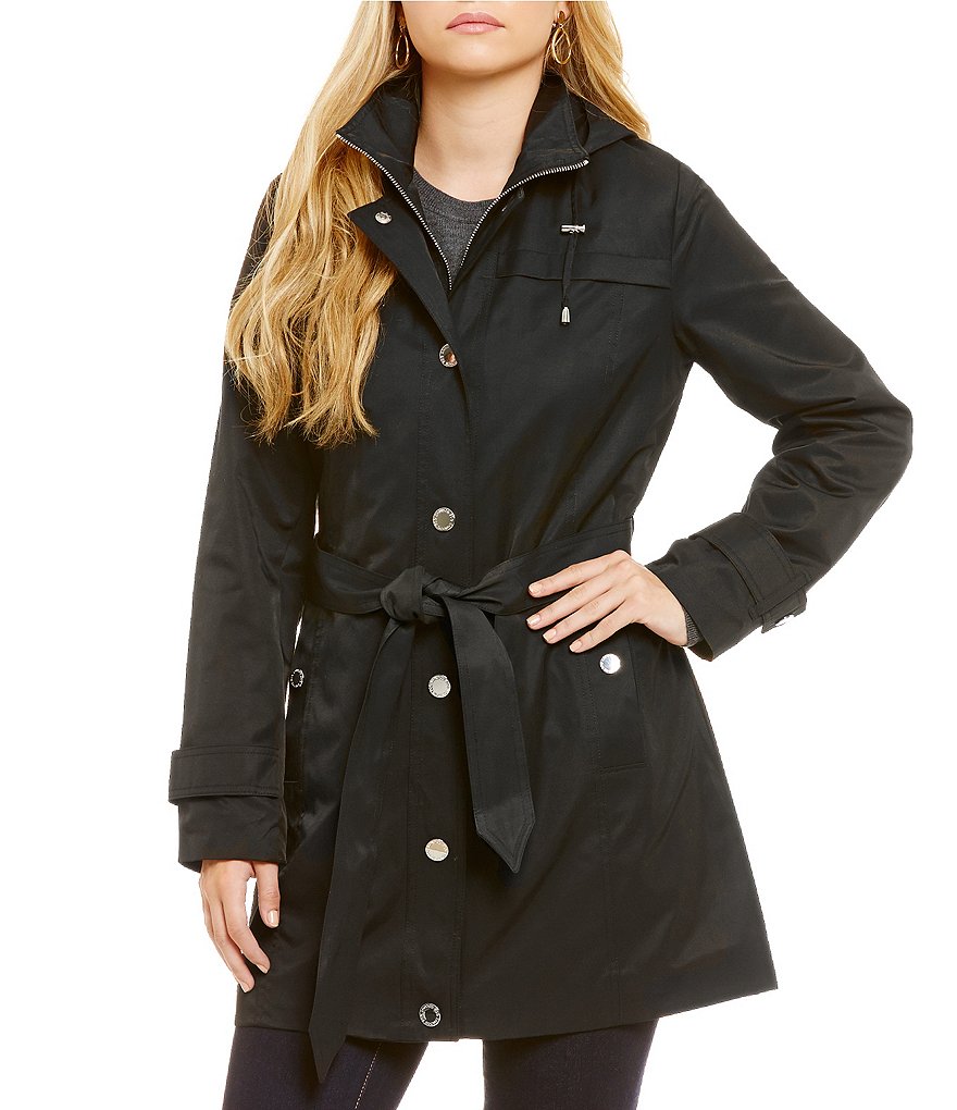 London Fog Front Zip Hooded Rain Coat